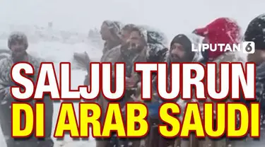Salju kembali turun di kawasan Tabuk, yang berada di barat laut Arab Saudi pada awal tahun 2022. Sekelompok pria bernyanyi dan menari menyambut dengan sukacita turunnya salju di kawasan yang berbatasan langsung dengan Yordania ini.
