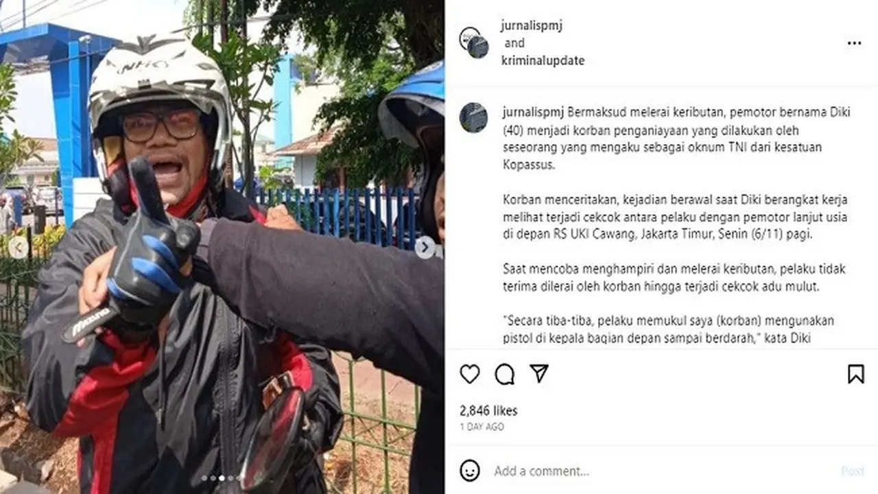 Video yang merekam oknum pegawai Badan Narkotika Nasional (BNN) diduga memukul seorang pengandara sepeda motor viral di media sosial. (Instagram @jurnalispmj)