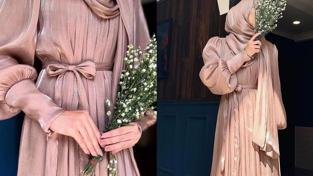 Inspirasi shimmer dress tren baju lebaran 2024