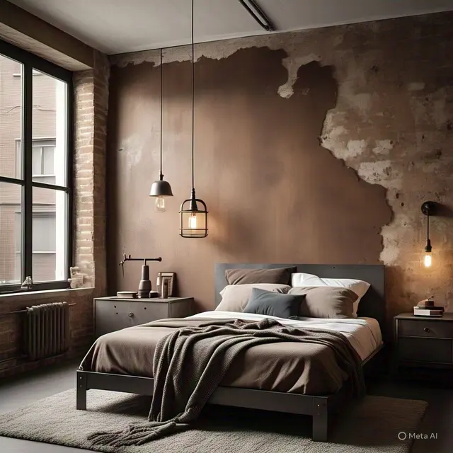 Cat Kamar Warna Coklat untuk Gaya Industrial