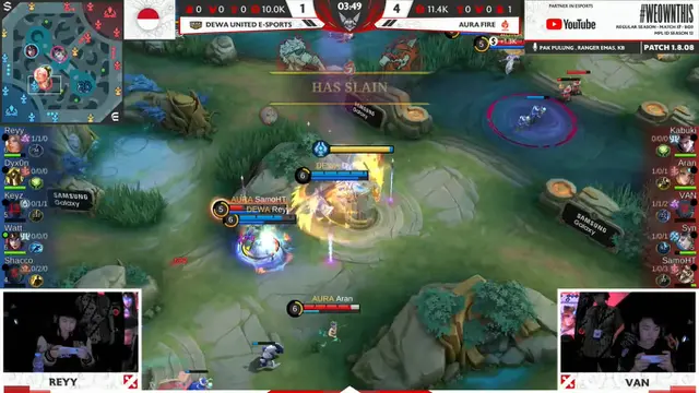 Aura Fire kalahkan Dewa United Esports dalam pertandingan MPL ID S12, Kamis (17/8/2023) (Youtube MPL Indonesia)