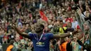 Bintang Manchester United asal Prancis, Paul Pogba mungkin akan menjadi salah satu kandidat kapten pilihan Jose Mourinho. Nilai transfer yang mahal dan sikap kepemimpinan yang alami menjadi pertimbangan. (AFP/Soren Anderson)