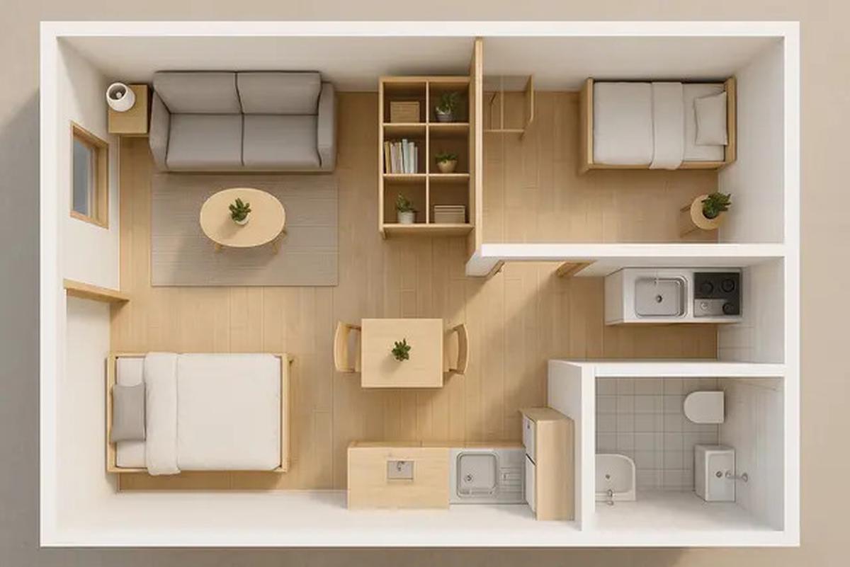 7 Gambar Desain Rumah Tipe 21 dengan 2 Kamar Tidur