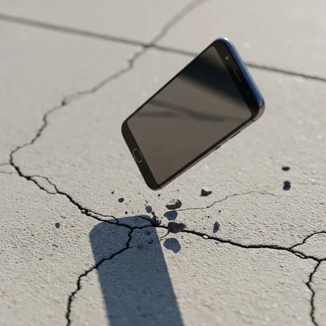 Smartphone Jatuh di Permukaan Keras (AI Generated)