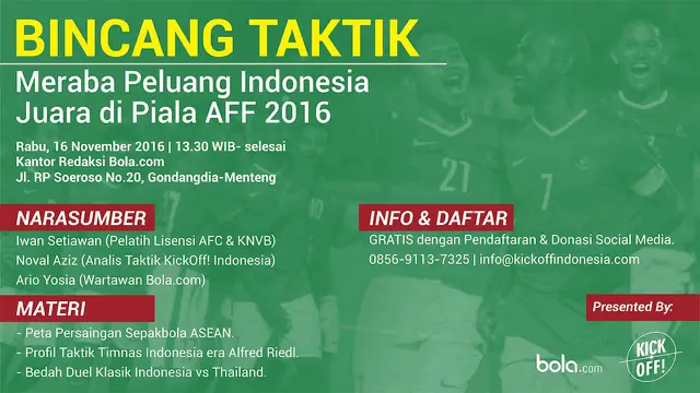 Diskusi Bincang Taktik Bola.com dan KickOff! Indonesia. (Bola.com/Adreanus Titus)