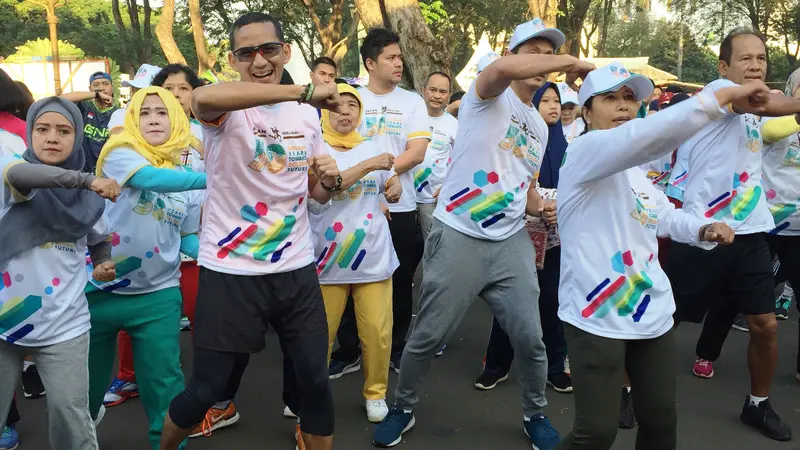 Wakil Gubernur DKI Jakarta Sandiaga Uno menghadiri Antam Gold Run 5.0