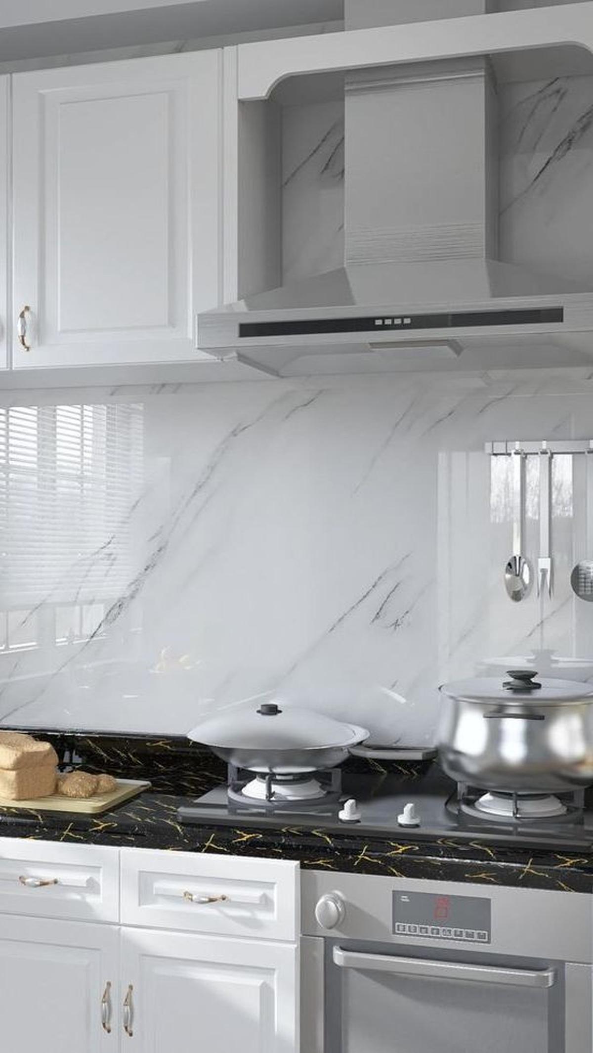 Wallpaper Dinding Dapur Minimalis Motif Marmer yang Elegan