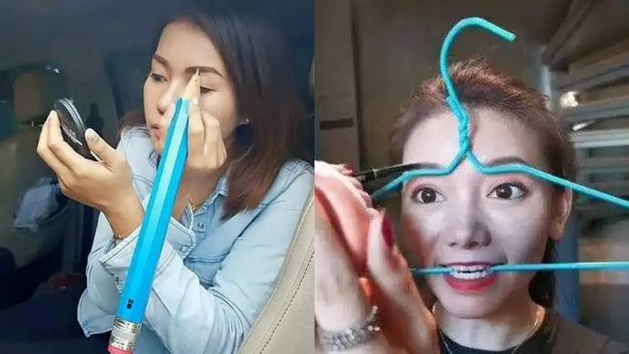 9 Cara Nyeleneh Wanita Bikin Alis, Ada yang Pakai Hanger Jemuran