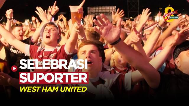Berita Video, fans West Ham United melakukan selebrasi di luar Stadion Eden pada Kamis (8/6/2023)