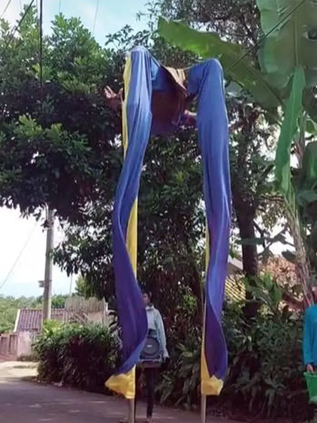 Viral Atraksi Egrang Setinggi Pohon Ini Bikin Penonton Kaget