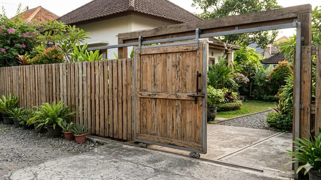 Ide Pagar Rumah dari Kayu Palet Bekas (Foto: Gemini AI)
