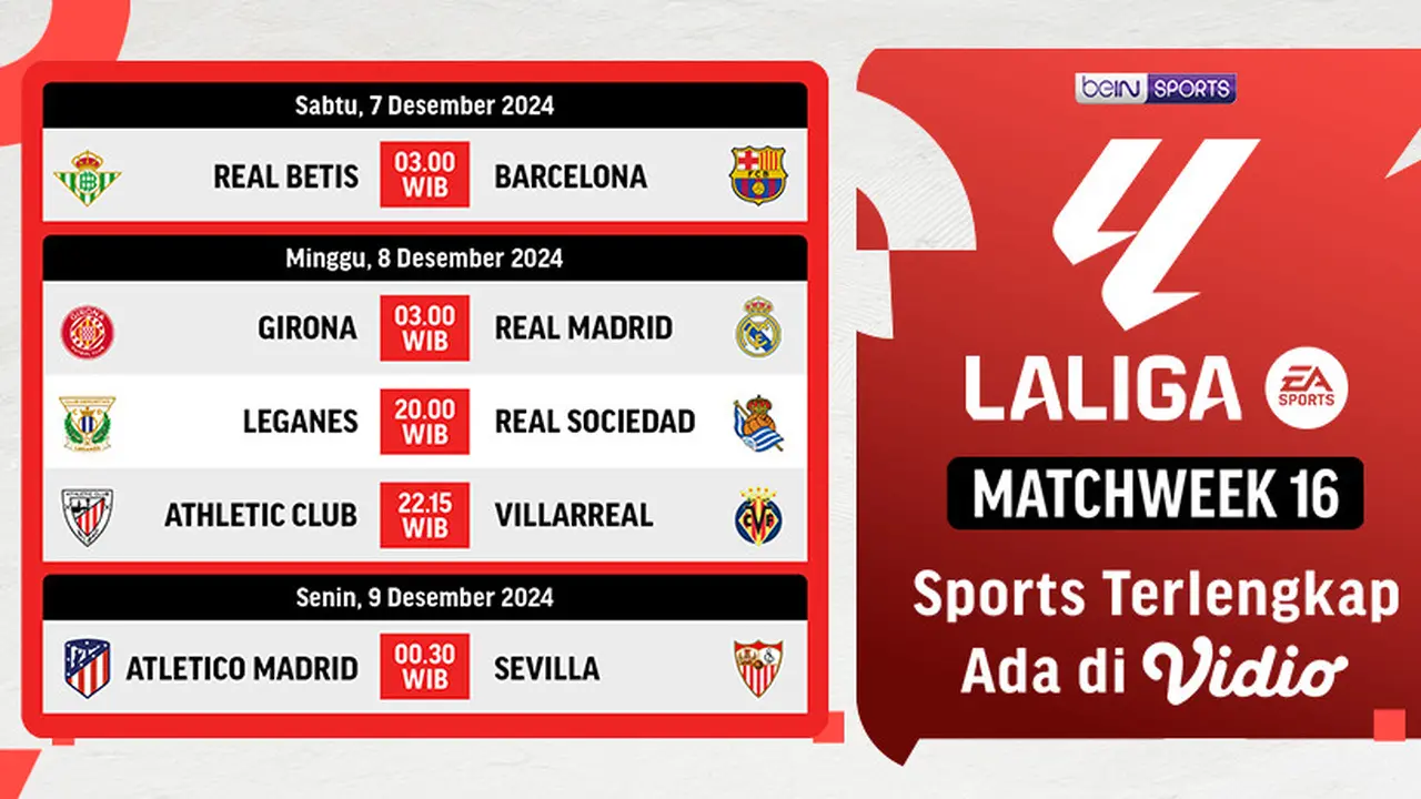 Jadwal LaLiga 2024/2025 Matchweek 15
