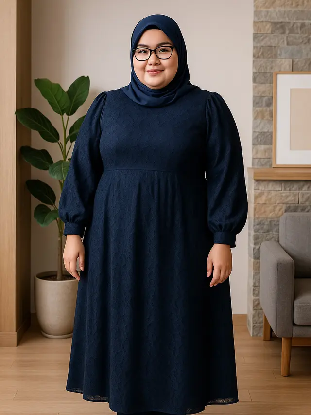 Model Dress Brokat dengan Detail Minimalis untuk Orang Plus Size/via ChatGPT