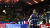 Dinar Dyah Ayustine lolos ke perempat final Thailand Masters 2016 usai mengalahkan wakil Jerman, Karin Schnaase. (Liputan6.com/Humas PP PBSI)
