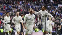 Sergio Ramos menjadi pahlawan Real Madrid pada laga melawan Malaga. (AFP/Pierre Philippe Marcou)