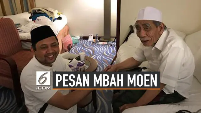 Kiai sepuh Nahdlatul Ulama (NU) KH Maimun Zubair atau Mbak Moen meninggal dunia di Makkah pada Selasa (6/8/2019) saat menunaikan ibadah haji. Mbah Moen dikenal sebagai orang alim, ahli fikih dan penggerak organisasi keagamaan maupun politik.