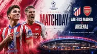 Ilustrasi Atletico Madrid vs Arsenal di leg pertama semifinal Liga Champions. (Bola.com/Rizki Hidayat/Generated AI)