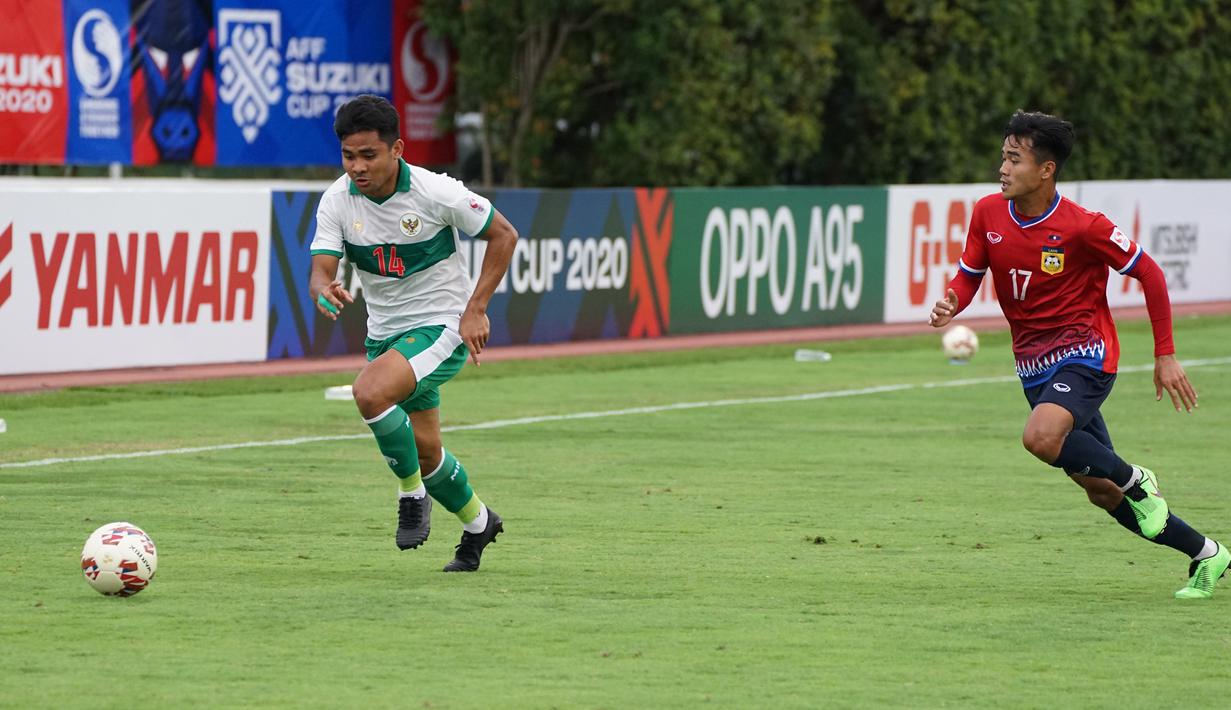Asnawi Mangkualam dan kawan-kawan tampil dominan sejak awal laga menghadapi Laos pada partai kedua Grup B di Stadion Bishan, Singapura, Minggu (12/12/2021). (Dok. PSSI)