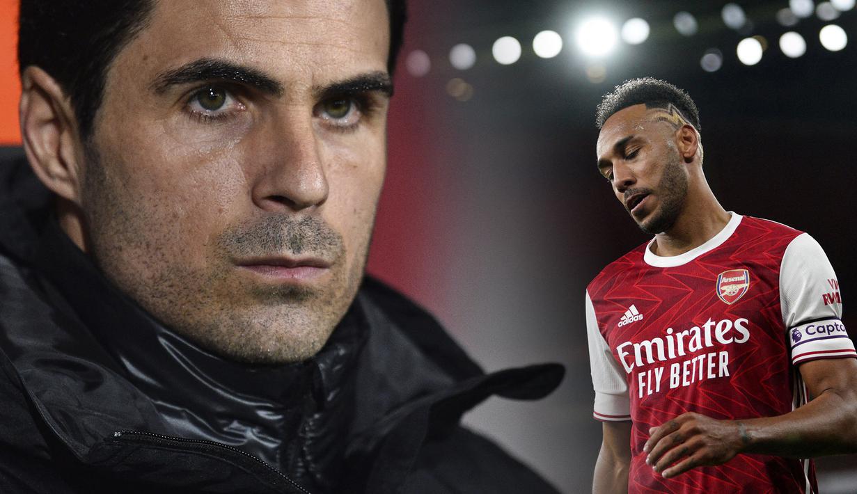 Pierre-Emerick Aubameyang menjadi nama terbaru yang tersingkir di skuat Arsenal asuhan Mikel Arteta. Kasus yang bermula dari tindakan indisipliner itu berujung pencopotan ban kapten bahkan dicoret dari skuad utama. Puncaknya, Arsenal memutuskan kontrak Aubameyang sehingga berstatus free agent. (AFP)