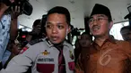 Wakil Ketua Tim 9, Jimly Asshiddiqie mendatangi Gedung KPK, Jakarta, Selasa (3/2/2015). Jimly mengaku diundang rapat untuk membahas permasalahan antara KPK dan Polri. (Liputan6.com/Faisal R Syam)