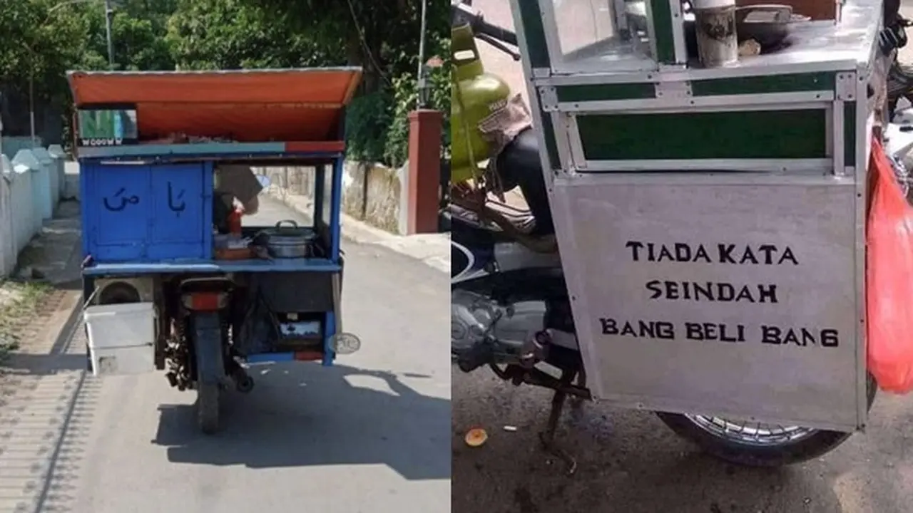 6 Tulisan di Gerobak Bakso Motor Ini Kreatif Sekaligus Kocak