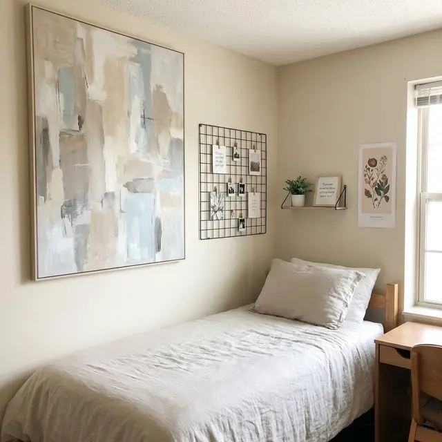 Kamar Kos dengan Dekorasi Dinding Minimalis