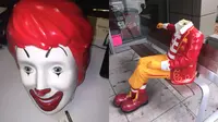 Entah apa motifnya, si maskot McDonald ditemukan sudah terpisah kepala dan badannya.