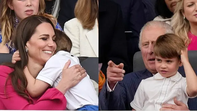 Pangeran Louis sempat tantrum saat Platinum Jubilee Ratu Elizabeth II, dipeluk Kate Middleton dan minta pangku ke Raja Charles III. (Foto: Getty Images)