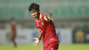 Bomber Timnas Indonesia U-17, Arkhan Kaka, melakukan selebrasi ala striker legendaris Tim Garuda, Bambang Pamungkas usai merobek gawang Uni Emirat Arab (UEA) dalam laga Kualifikasi Piala Asia U-17 2023 di Stadion Pakansari, Cibinong, Rabu (5/10/2022). (Bola.com/M Iqbal Ichsan)