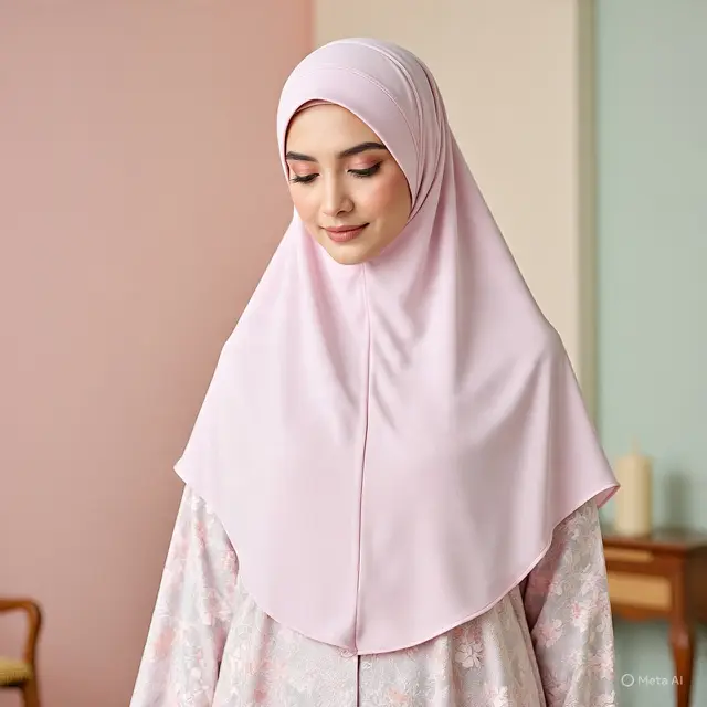Gamis Brokat Full Layer Soft Pastel (Created by Meta AI)