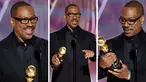 Ekspresi Komedian Eddie Murphy Raih Penghargaan Cecil B DeMille di Golden Globe Awards (AP Photo)