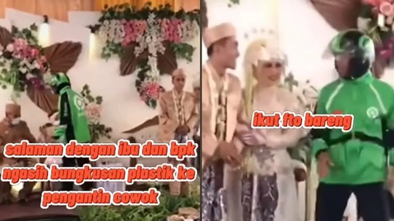 Viral Video Ojol Antar Pesanan di Pesta Penikahan Ini Kocak