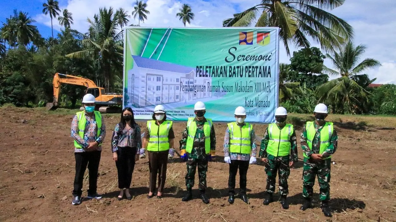 Kementerian PUPR membangun 1 tower rusun bagi anggota TNI yang bertugas di Makodam XIII/Mdk Kota Manado, Sulawesi Utara. (Dok PUPR)