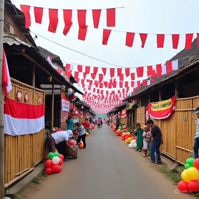 Dekorasi 17 Agustus di Kampung