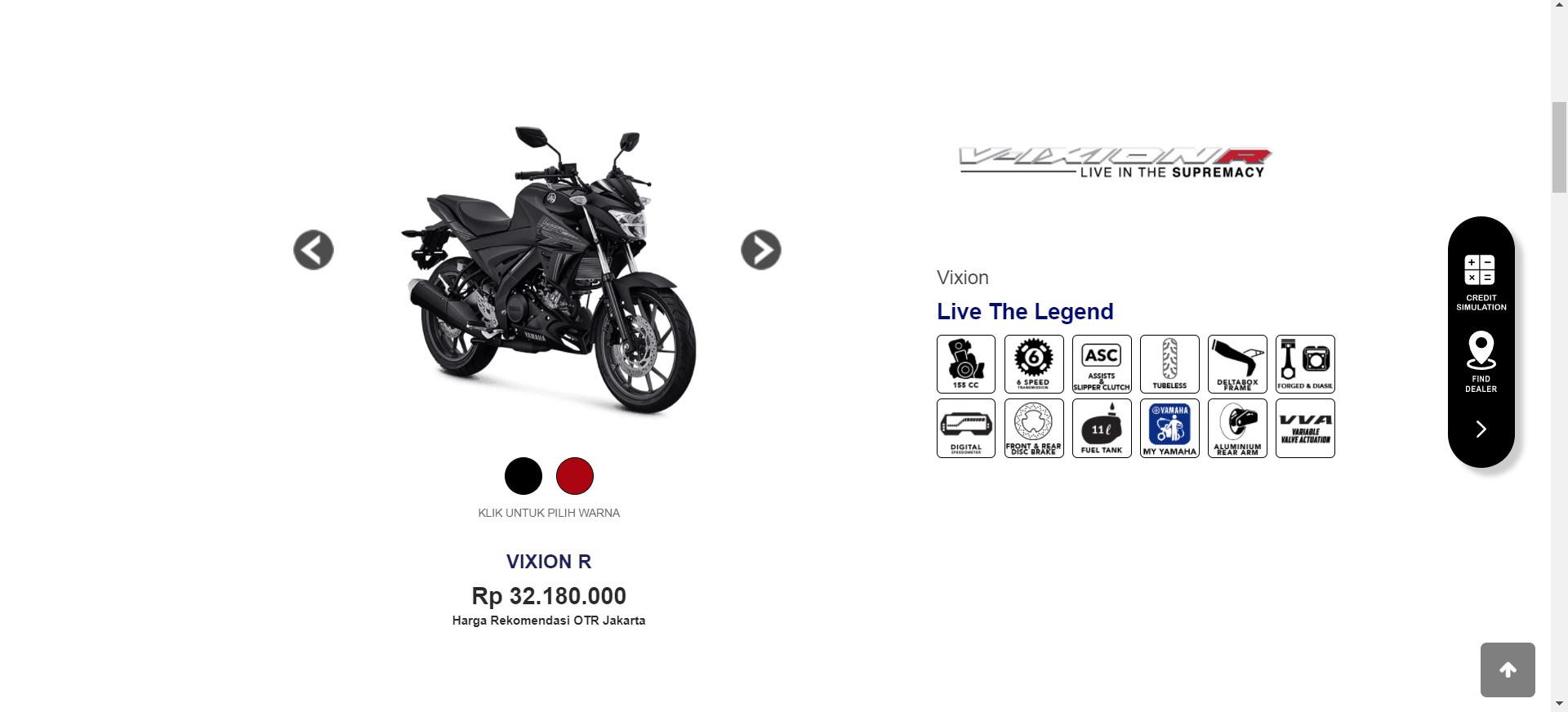 Jika masuk ke laman Vixion biasa, Yamaha Vixion R ternyata ditemukan (YIMM)