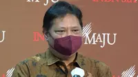 Menteri Koordinator Bidang Perekonomian Airlangga Hartarto menyampaikan pemerintah akan terus mendorong peningkatan kedisiplinan masyarakat  di Kantor Presiden, Jakarta, Senin (4/1/2021). (Biro Pers Sekretariat Presiden/Kris)