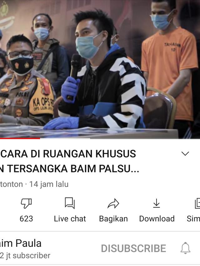 Unggahan Baim Wong. (Foto: YouTube Baim Paula)
