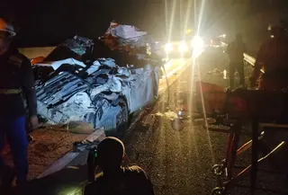 Kecelakaan maut di Tol Lampung, 1 tewas dan 5 luka-luka. (Liputan6.com/Istimewa).