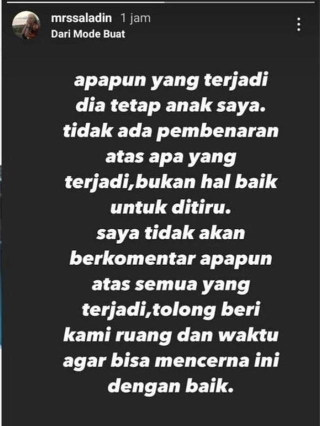 Unggahan ibunda Adhisty Zara. (Foto: Instagram @mrssaladin)