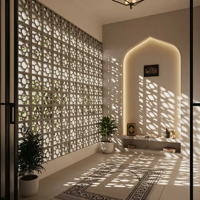 9 Desain Mushola Rumah Kecil dengan Roaster untuk Pencahayaan Alami yang Nyaman