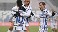 Inter Milan meraih kemenangan 3-0 atas Sassuolo pada laga pekan kesembilan Serie A di Stadio Mapei, Sabtu (28/11/2020) malam WIB. (Massimo Paolone/LaPresse via AP)