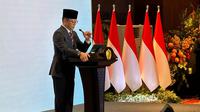 Menteri Luar Negeri RI (Menlu) Sugiono dalam menyampaikan pidato di acara PPTM 2025 di Kemlu RI, Jakarta, Jumat (10/1/2025). (Liputan6.com/Benedikta Miranti)