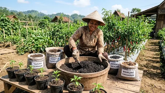 Cara Membuat Media Tanam Cabai yang Subur agar Tumbuh Sehat dan Berbuah Lebat/AI Generated