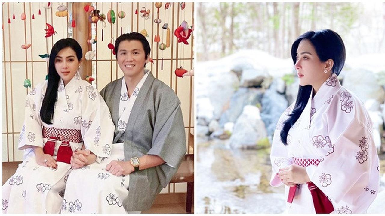 6 Potret Syahrini saat Pakai Kimono, Tampil Memesona