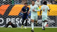 Kylian Mbappe berhasil mencetak satu gol saat Timnas Prancis menang 2-1 atas Brasil pada laga uji coba di Gillette Stadium, Foxborough, Jumat (27/03/2026) dini hari WIB. (AP Photo/Charles Krupa)