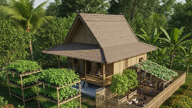 Rumah Mungil Tropis dengan Kebun Bertingkat