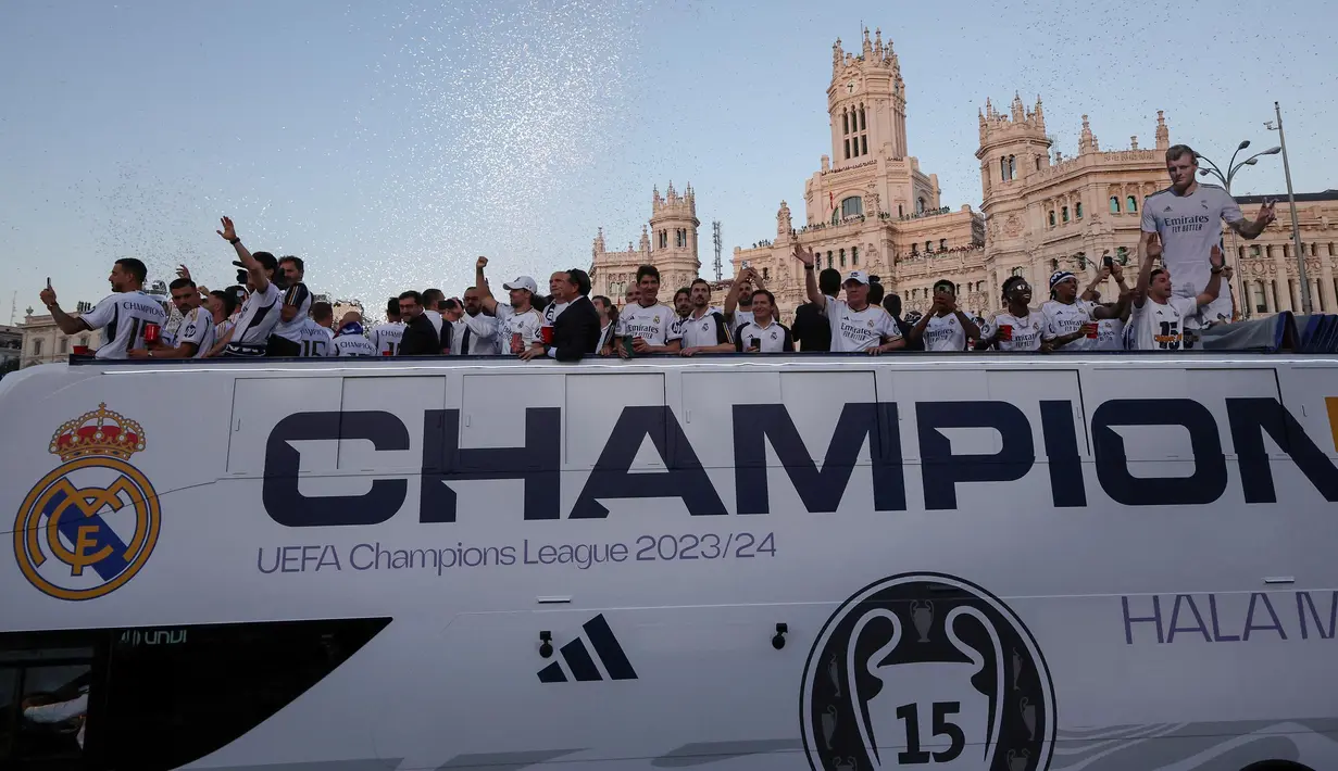 Raihan gelar juara Los Blancos di Liga Champions juga menjadi yang terbanyak dari klub-klub lainnya di Eropa. (Thomas COEX/AFP)