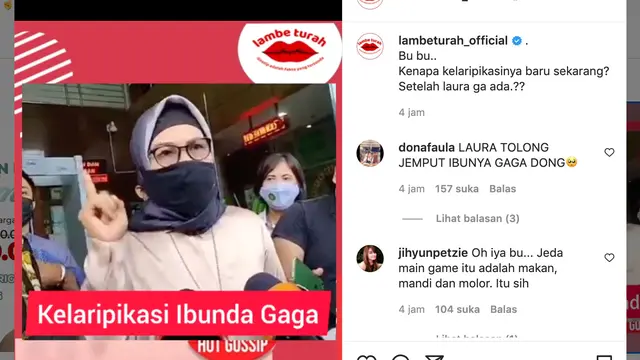 Video klarifikasi ibunda Gaga Muhammad yang viral di medsos. (Foto: Instagram @lambeturah_official)