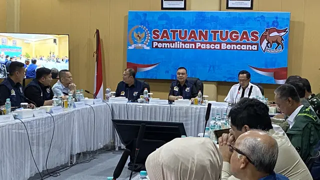 Rapat koordinasi Satgas Pemulihan Bencana Sumatera DPR dan pemerintah digelar di Banda Aceh, Aceh, Sabtu (10/1/2026).