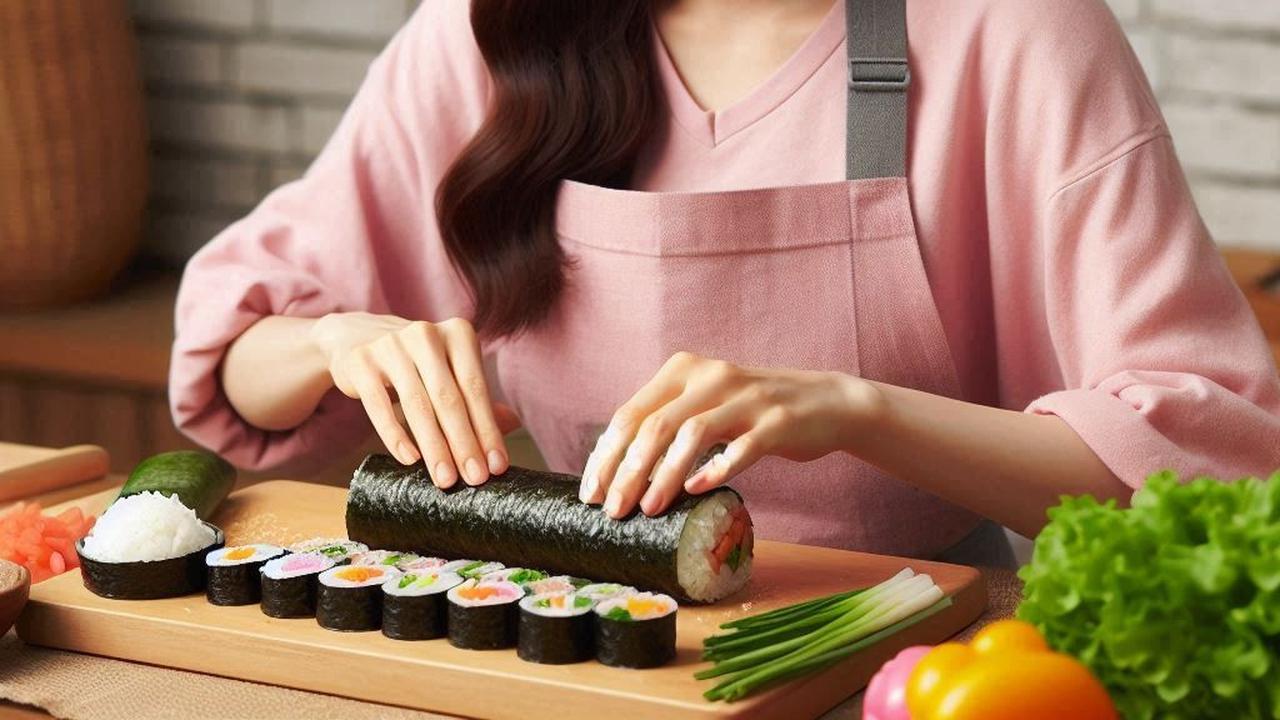 Ilustrasi Membuat Kimbab dan Sushi